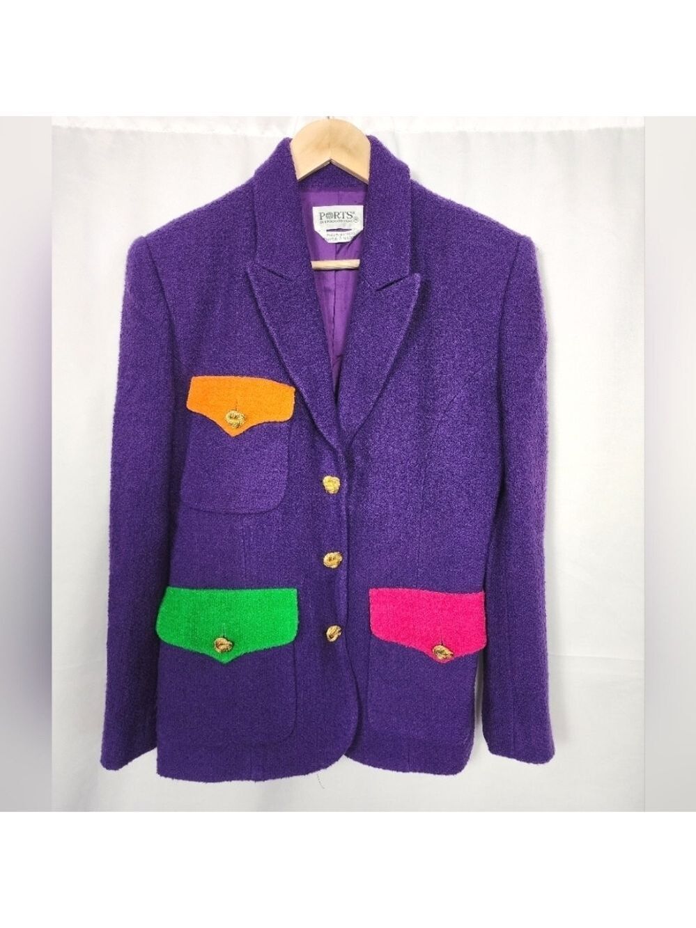Purple Wool Jacket with Colorful Accents #3027